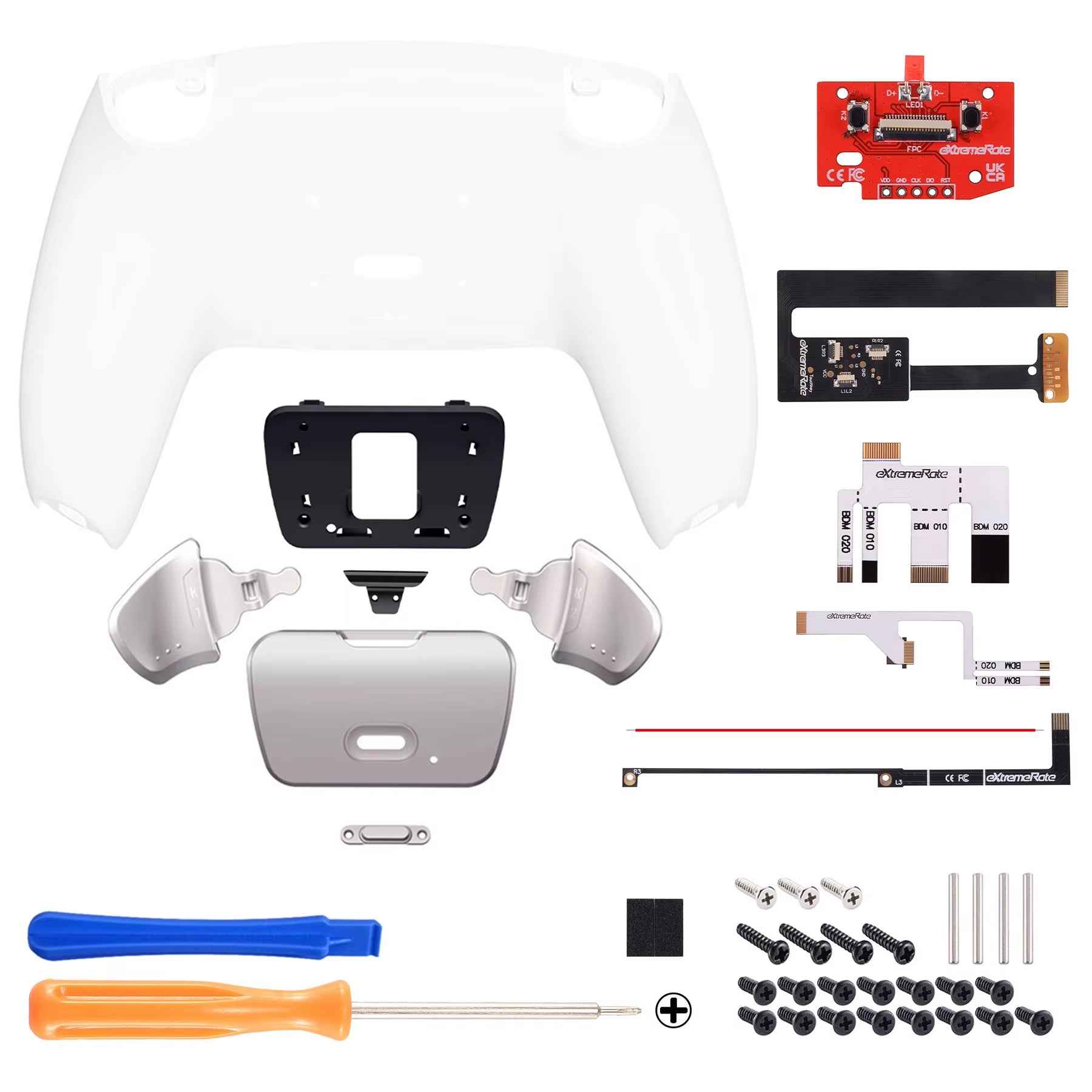 Real Metal Buttons Rise 2.0 Remap Kit for Ps5 Controller BDM-010 BDM-020, Upgrade Board Back Buttons Set Back Shell