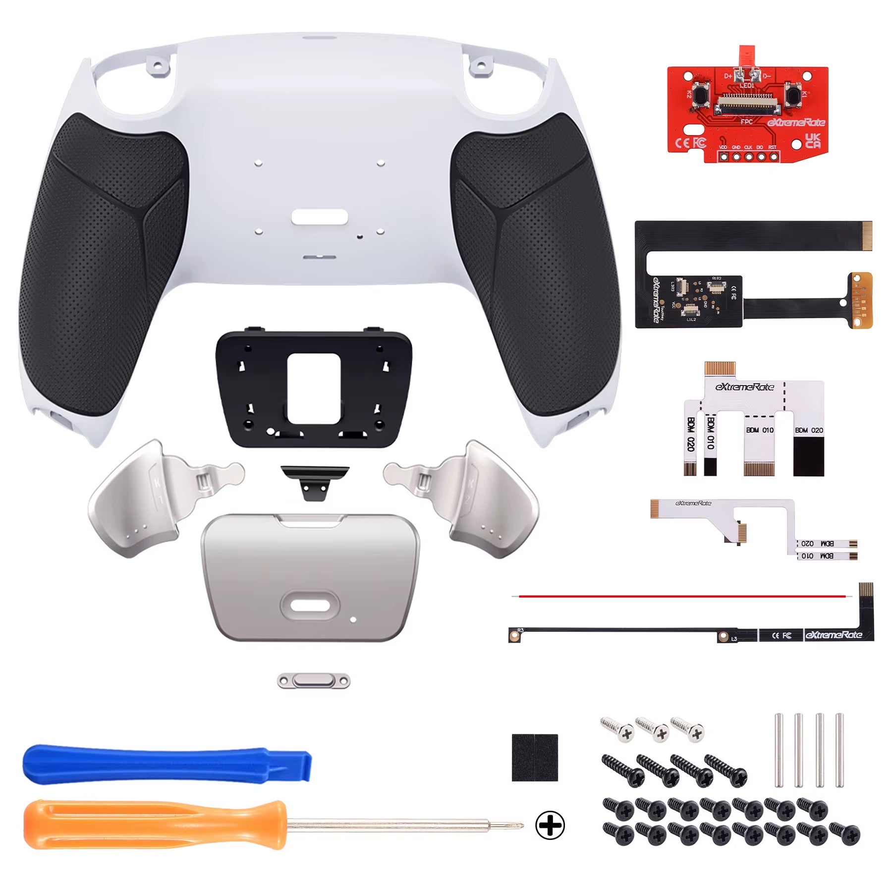 Real Metal Buttons Rise 2.0 Remap Kit for Ps5 Controller BDM-010 BDM-020, Upgrade Board Back Buttons Set Back Shell