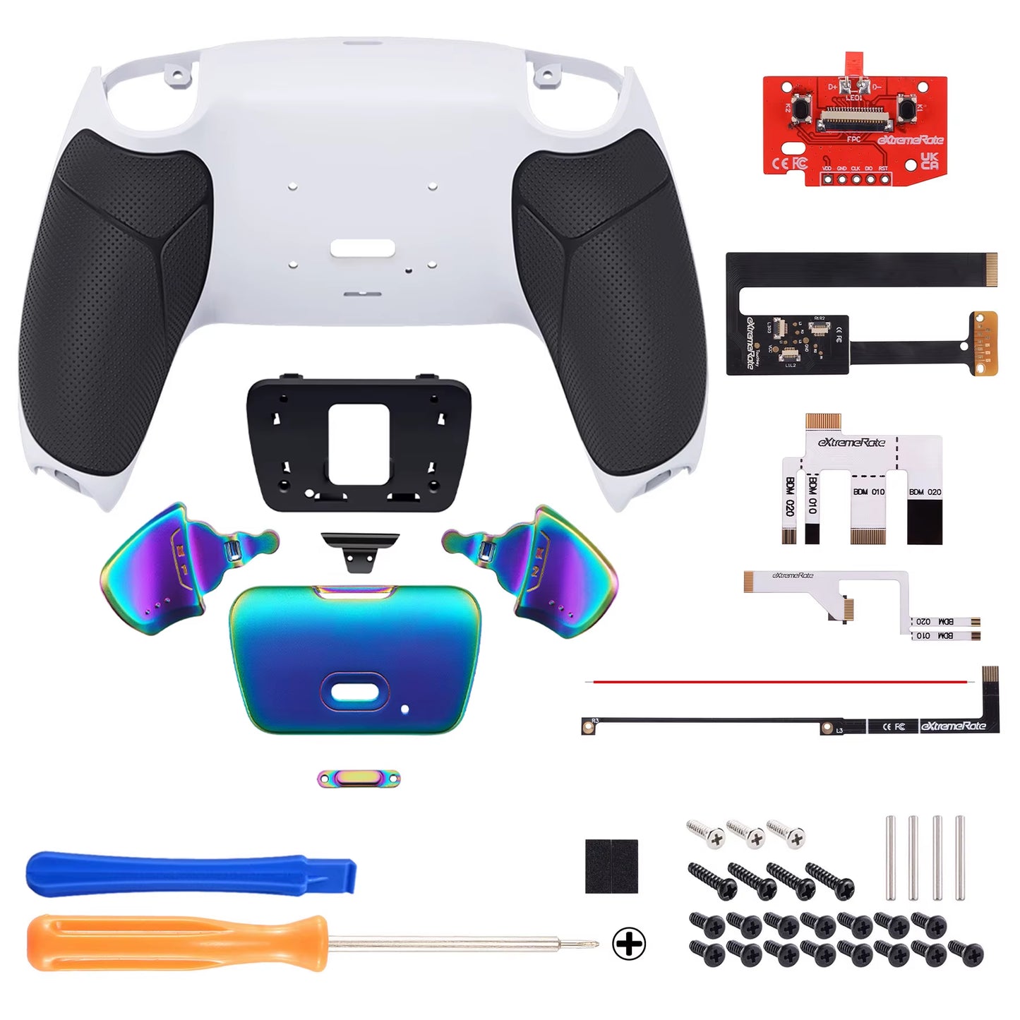 Real Metal Buttons Rise 2.0 Remap Kit for Ps5 Controller BDM-010 BDM-020, Upgrade Board Back Buttons Set Back Shell